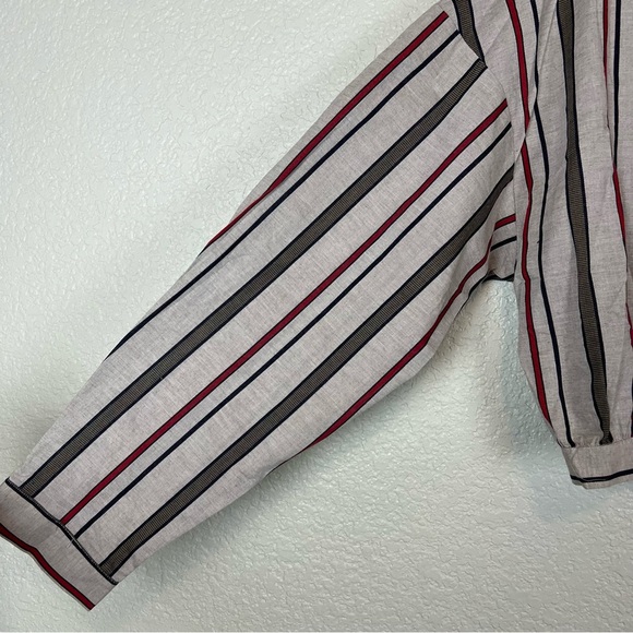 JOA Los Angeles Womens Crop Top Tan Stripped Long Sleeve Open Back Ties Large - Picture 3 of 8